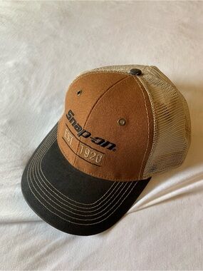 Snap Two-Tone Brown Crown with Black Bill Mesh Trucker Hat